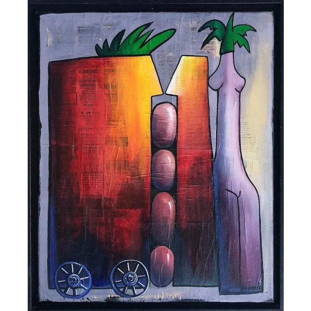 Abstract Mixed Media Painting, Juan Navarette For Sale - Image 9 of 10