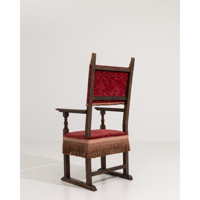 Renaissance Throne With Red Velvet Upholstery For Sale - Image 11 of 13