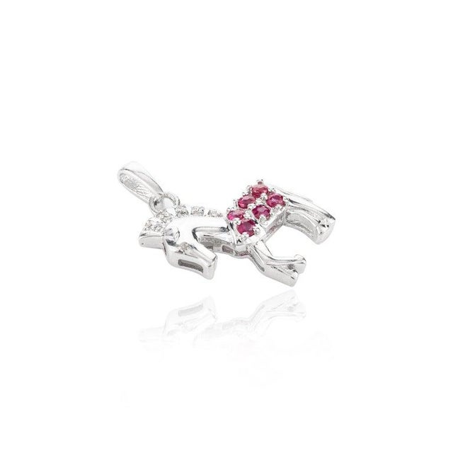 Not Yet Made - Made To Order Vintage Style 925 Silver Horse Pendant With Ruby and Diamonds - Carat and her For Sale - Image 5 of 11