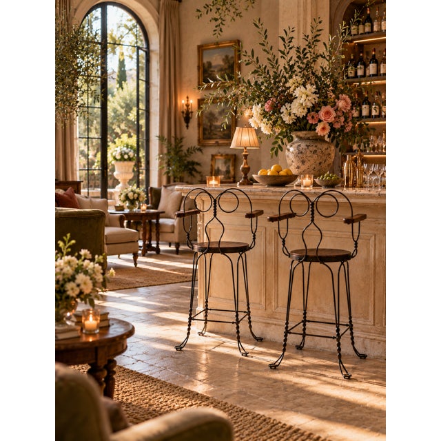 Black Antique a.h. Andrews Wire Ice Cream Parlor Bar Stools For Sale - Image 8 of 16