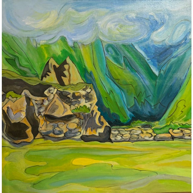 Marius Sznajderman, Large Venezuelan Modernist Abstract Oil Painting Machu Picchu Marius Sznajderman, 1983 For Sale - Image 4 of 9