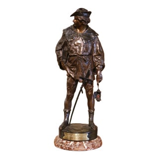 19th Century French Marble Base Bronze Sculpture "Escholier" Signed E. Picault For Sale