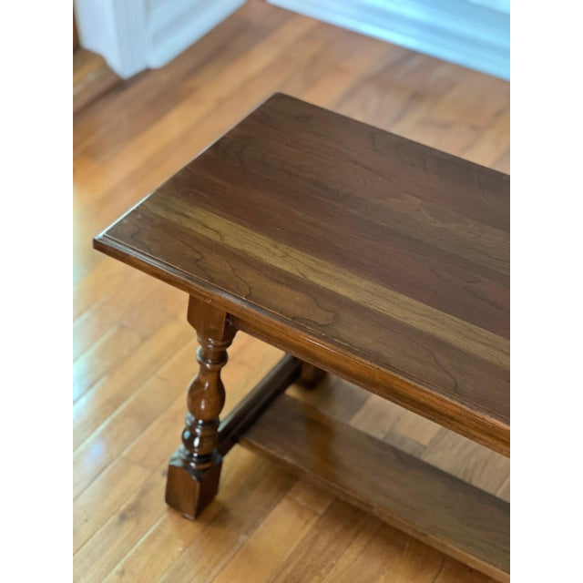 Harden Furniture Country English Style Cherry Wood Bench With Splayed Legs, 20th C. For Sale - Image 11 of 14