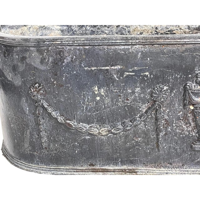 Early English Grey Lead Planters with Classical Decoration - A Pair For Sale In Boston - Image 6 of 7