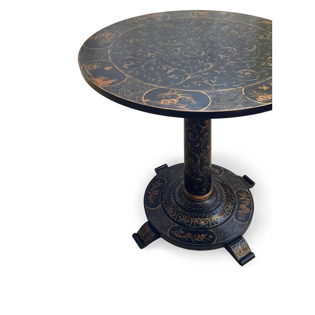Chinoiserie Hand-Painted Chinoiserie Round Entry Table For Sale - Image 3 of 11