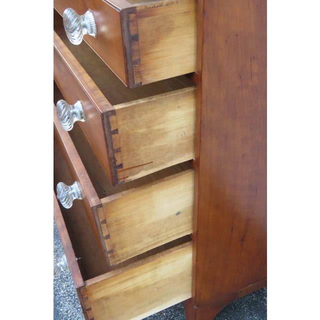 Brown 1800s Solid Wood Chest of Drawers With Glass Handles For Sale - Image 8 of 12