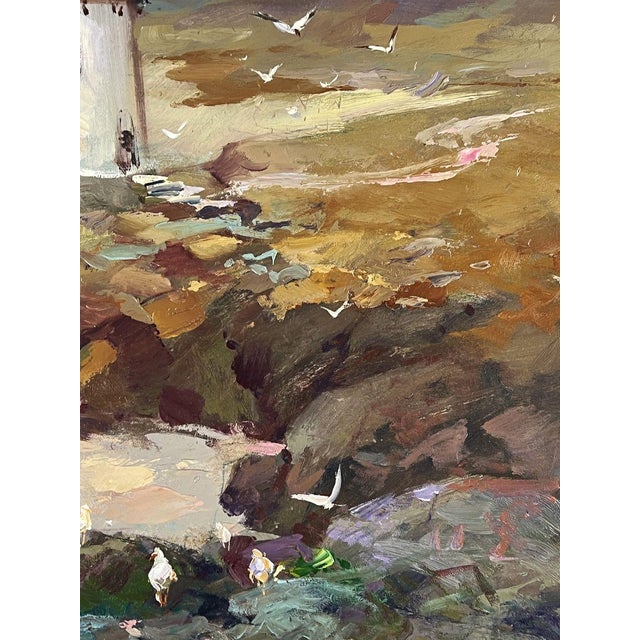 Blue Oil Painting Lighthouse by the Sea on the Beach Yuriy Suprunchuk For Sale - Image 8 of 11