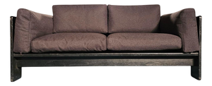 Bastiano Two-Seat Sofa in Black Wood Frame and Fabric Cushions by Afra & Tobia Scarpa for Gavina, Italy, 1960s