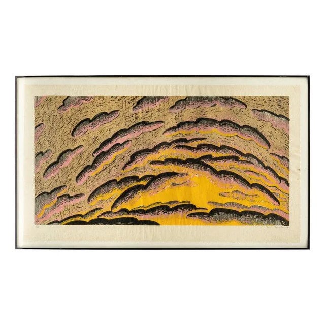 Contemporary Original Louisa Chase Signed “Dusk” Woodcut, Edition 9/20, 1982, Framed, 52”w For Sale - Image 3 of 5