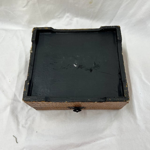 Wood Mid Century Faux Alligator Felt Lined Box With Latch For Sale - Image 7 of 7