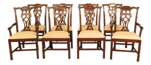 21st Century Jonathan Charles Chippendale Mahogany Dining Room Chairs- Set of 8