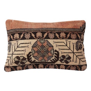 15"x24" Rustic Handmade Wool Cushion Cover. Vintage Turkish Rug Pillow For Sale