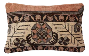 15"x24" Rustic Handmade Wool Cushion Cover. Vintage Turkish Rug Pillow