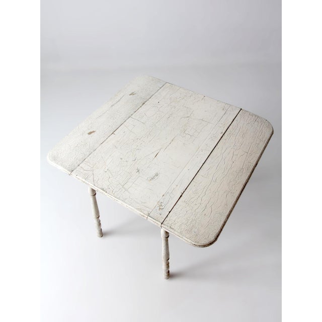 Antique White Painted Drop Leaf Farmhouse Table For Sale - Image 9 of 18