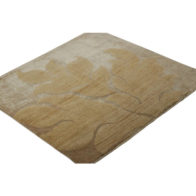 Rug & Kilim Rug & Kilim's Contemporary Square Rug in Beige-Brown With Muted Gold Patterns For Sale - Image 4 of 8