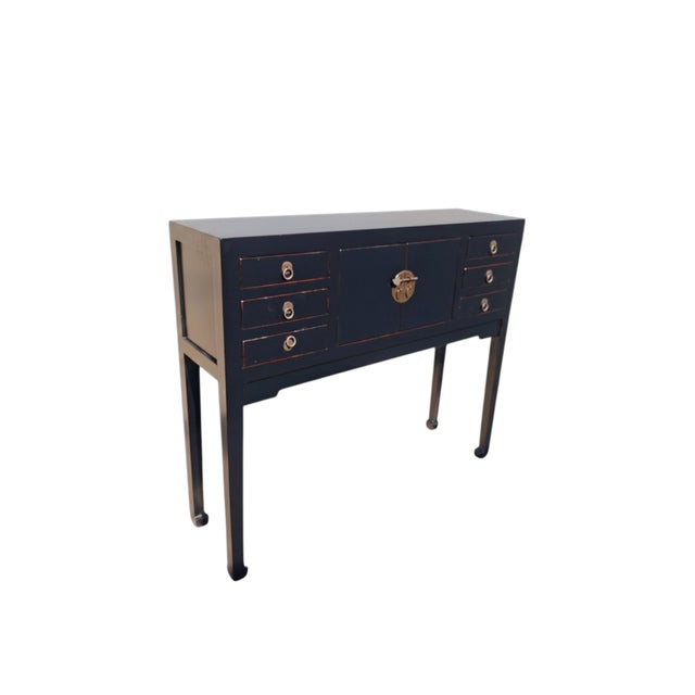 Chinese 37" Long Antique Multi-Storage Console Table For Sale - Image 3 of 7