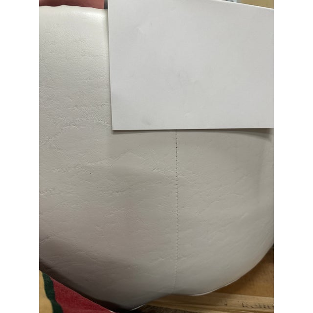 2000 - 2009 White Leather Diamond Tufted Ottoman For Sale - Image 5 of 5