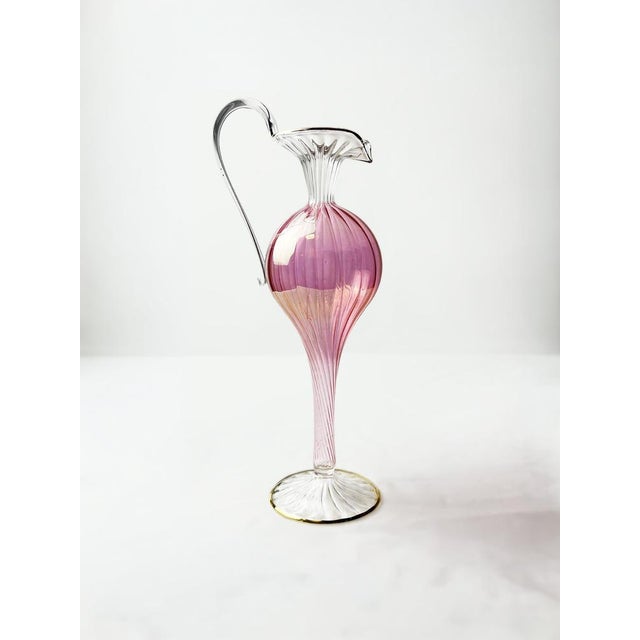 Mid-Century Modern Murano Pink Venetian Glass Pitcher, 1940s For Sale - Image 3 of 14