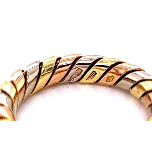 Bvlgari Tubogas 18k Tri-Color Gold Band Ring Size 6.5 For Sale In Miami - Image 6 of 7