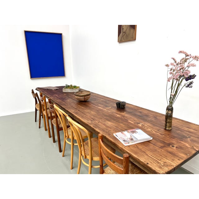 Large Pine Farm Table, 1950s For Sale - Image 6 of 18