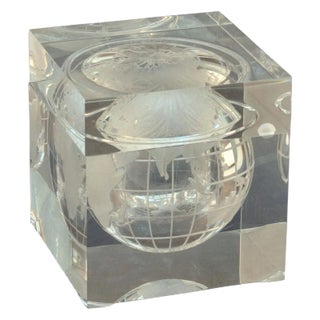 World Globe Acrylic Cube Ice Bucket by Alessandro Albrizzi, 1960s For Sale