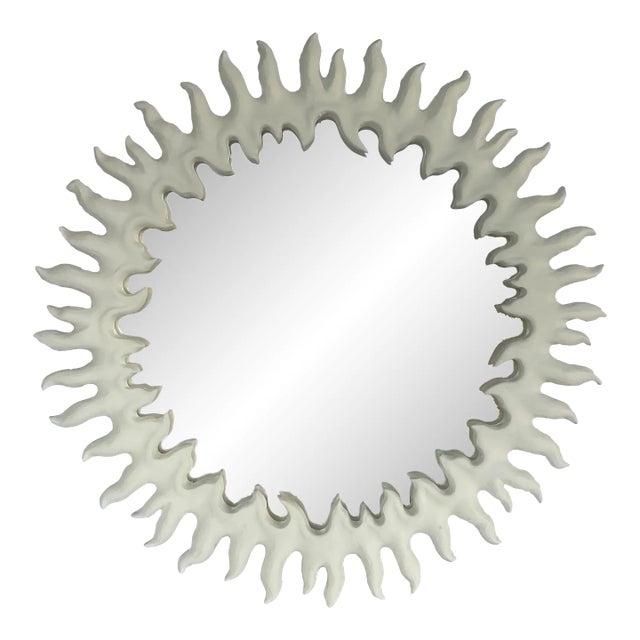 Revelation Modern White Resin Sunbeam Wall Mirror For Sale