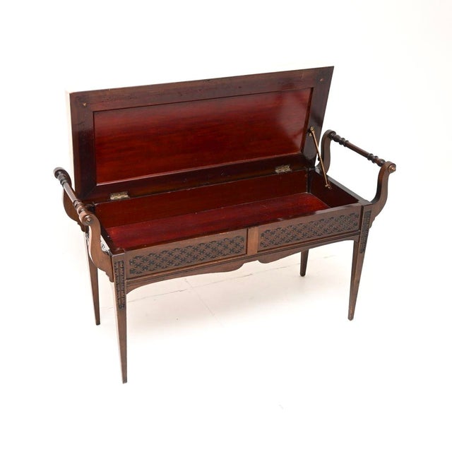 A beautiful and very well made antique Victorian duet piano stool / bench by James Shoolbred. This was made in England, it...