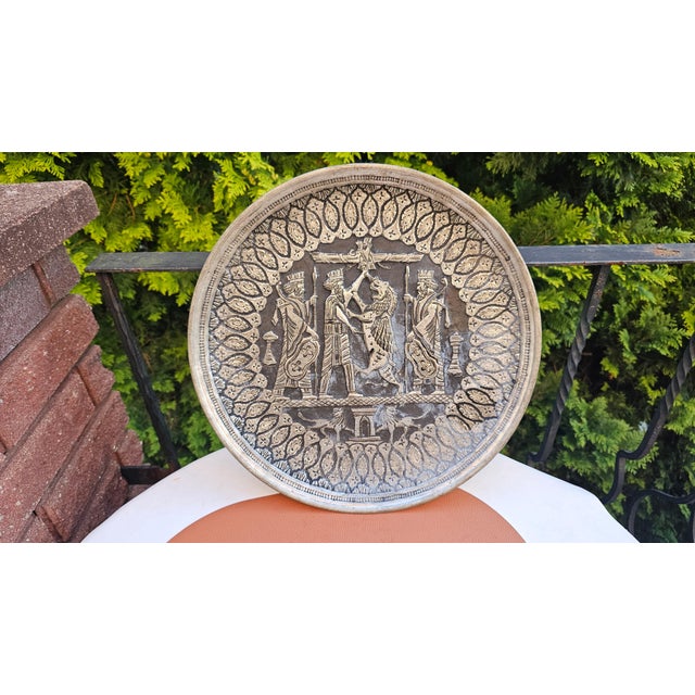 1920s Art Deco Middle Eastern Ghalamzani Technique Plate, 1920s For Sale - Image 5 of 10
