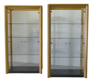 De Nos Showcases in Beech and Glass by Angelo Mangiarotti, 1970s, Set of 2