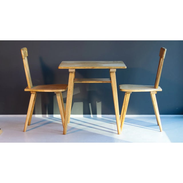 Communal Table and Two Chairs by Olgierd Szlekys and Władysław Wincze, Ład Cooperative, Poland, 1950s, Set of 3 For Sale - Image 9 of 10