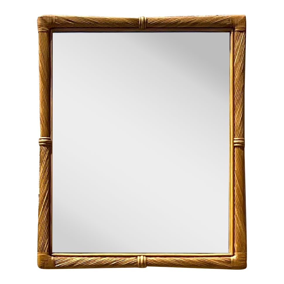 Vintage Coastal Twisted Pencil Reed Mirror | Chairish