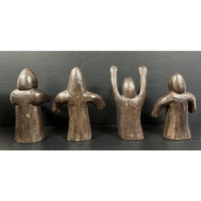 Set of Four Folk Art Carved Wooden Ghost Sculpture For Sale - Image 4 of 9