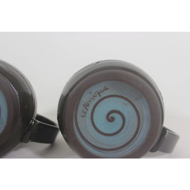 Ceramic Vintage Signed Studio Pottery Coffee Mugs- A Pair For Sale - Image 7 of 10