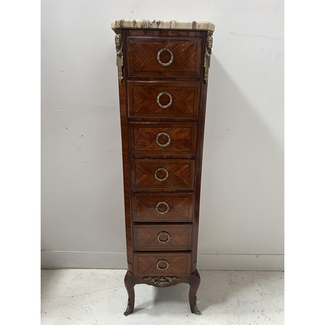 Transition Style Wooden Veneer Chest of Drawers from Befos For Sale - Image 10 of 10