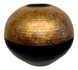 1980s Southwestern Ceramic Raku Vase by Michael Weinberg