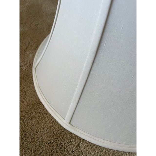 Textile Pair of Large Late 20th Century Ivory Shantung Silk Lampshades For Sale - Image 7 of 12