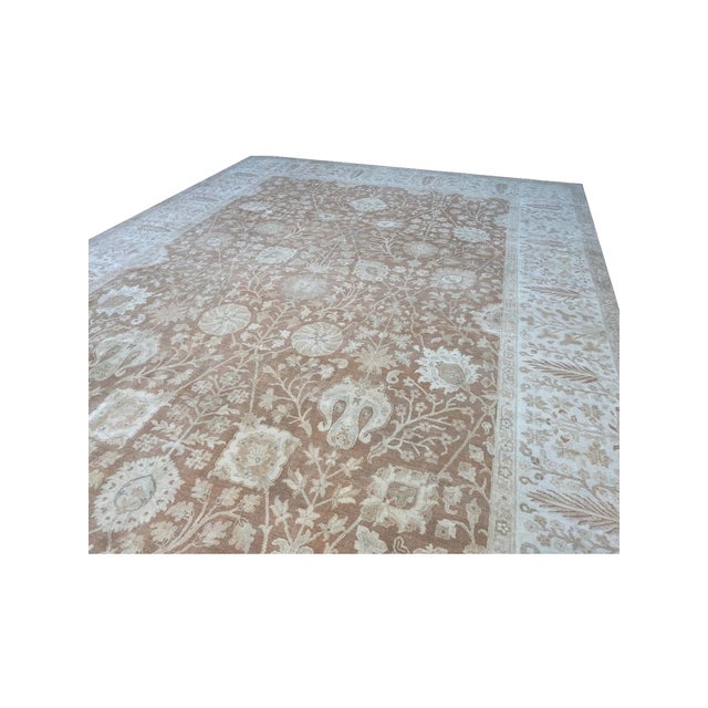 Exact Size: 10'2" x 14'5" Color: Brown Age: Old Materials: Wool Construction: Hand Knotted Origin: India