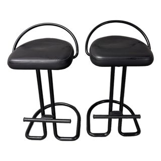 Pair of Vintage Postmodern Italian Barstools Made in Italy For Sale