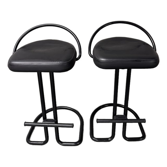 Pair of Vintage Postmodern Italian Barstools Made in Italy For Sale
