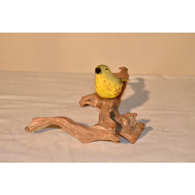 Nc Hand-Carving of a Finch Mounted on Driftwood, Circa 1960's For Sale - Image 4 of 7