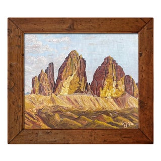 The Three Peaks of Lavaredo, Italian Dolomites, 1939, Oil Painting, Framed For Sale