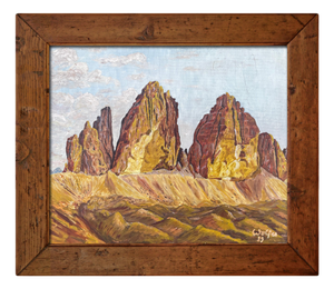 The Three Peaks of Lavaredo, Italian Dolomites, 1939, Oil Painting, Framed