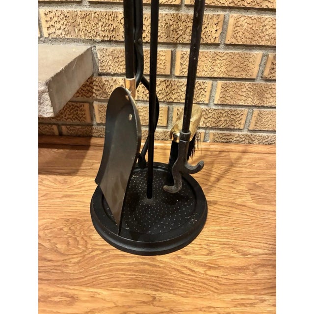 Black MCM Brass Duck Head Fireplace Tool Set Vintage Mallard Tools + Stand For Sale - Image 8 of 8