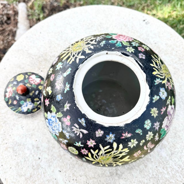 Ceramic Vintage Chinese Hand Painted Porcelain Ginger Jar For Sale - Image 7 of 7