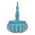 Vintage Murano Barbini 1950s Sky Blue Gold Flecks Controlled Bubbles Italian Art Glass Vanity Powder Box For Sale