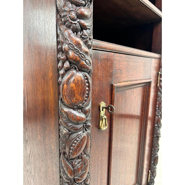Wood Art Nouveau Cabinet with Shelf with Distinctive Floral Carvings, 1890s For Sale - Image 7 of 11