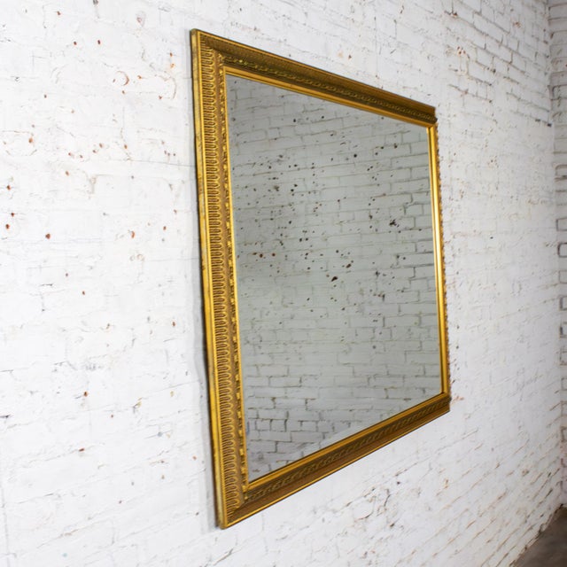Late 20th Century Neoclassical to Traditional Large Wall Mirror Rectangular Antiqued Gold Frame For Sale - Image 4 of 18
