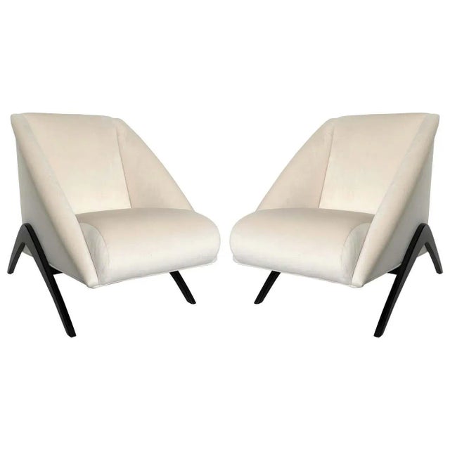 Italian Gio Ponti Style Geometric Club or Lounge Chairs - a Pair For Sale - Image 9 of 9