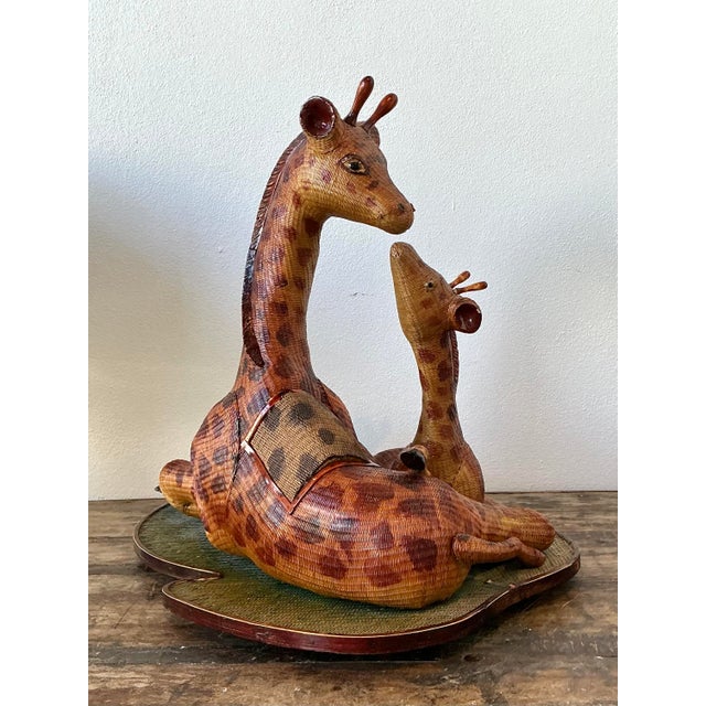 Tribal Vintage Shanghai Weave Giraffe Family For Sale - Image 3 of 6