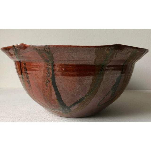 Vintage Studio Art Pottery Abstract 12" Centerpiece Bowl For Sale - Image 4 of 7